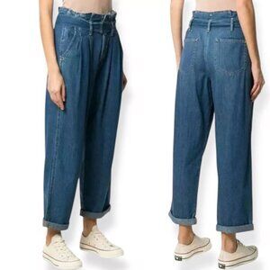 Polo Ralph Lauren High Waist Baggy Jeans Pleated Paperbag Belted